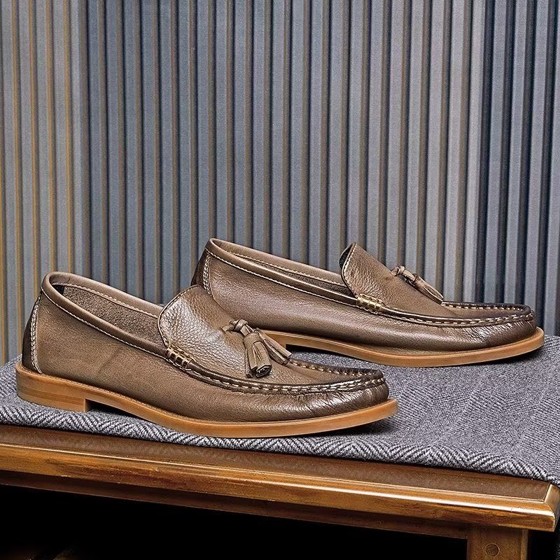 Loafers För Män Eleganta Präglade Slip-on Tofs - Brunt