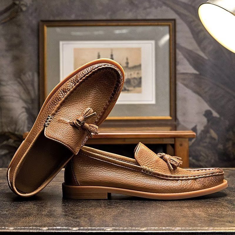 Loafers För Män Eleganta Präglade Slip-on Tofs - Brunt