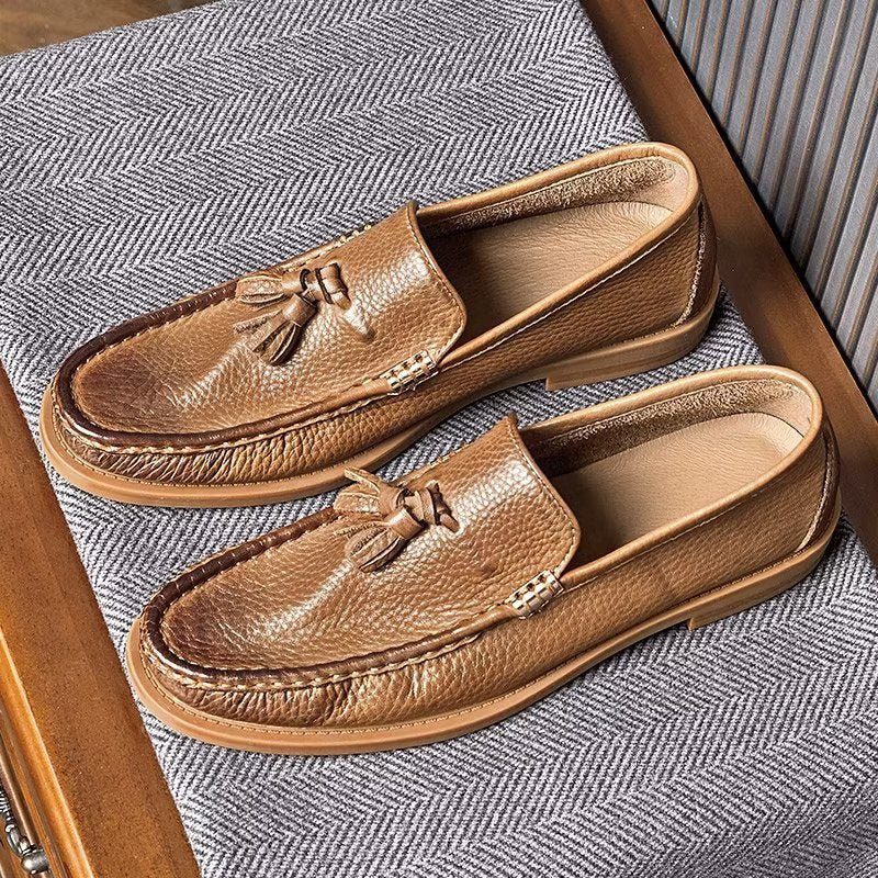 Loafers För Män Eleganta Präglade Slip-on Tofs - Brunt