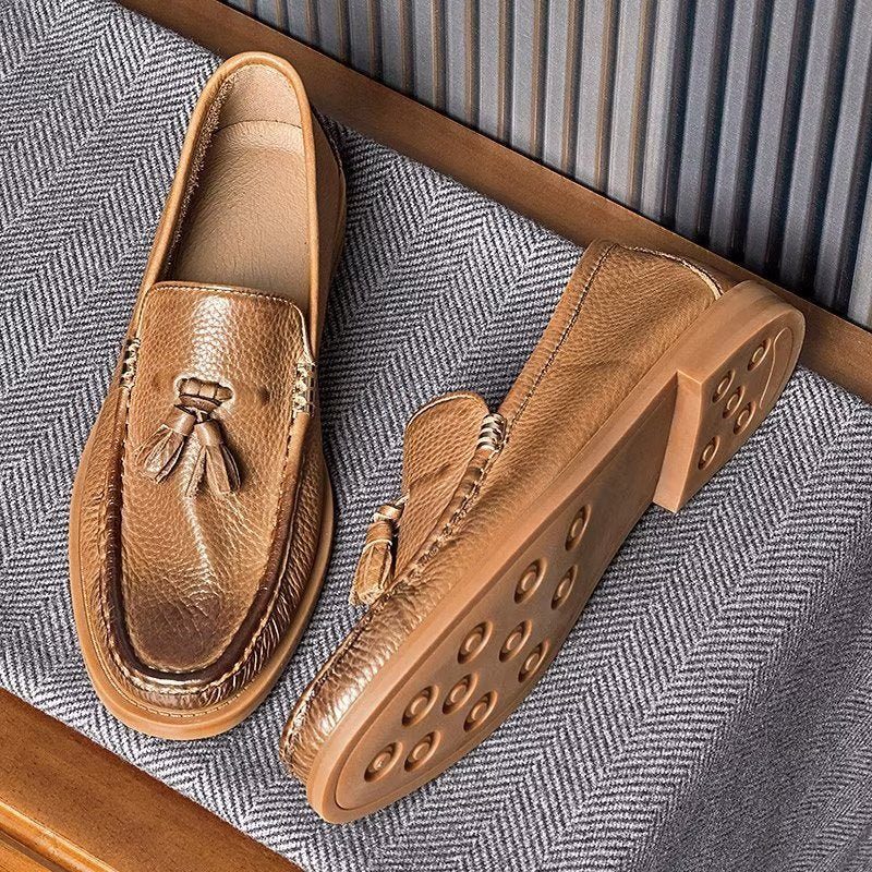 Loafers För Män Eleganta Präglade Slip-on Tofs - Brunt