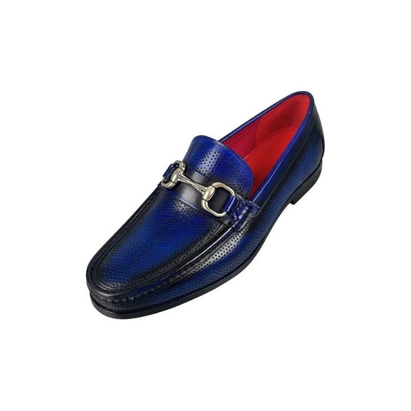 Loafers För Män Eleganta Slip On I Äkta Läder - Blå