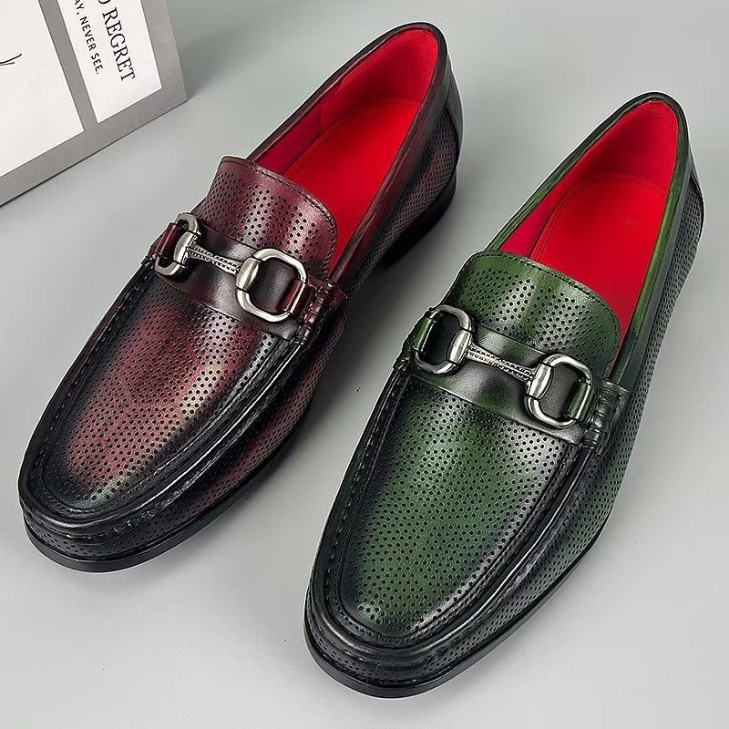 Loafers För Män Eleganta Slip On I Äkta Läder - Grön