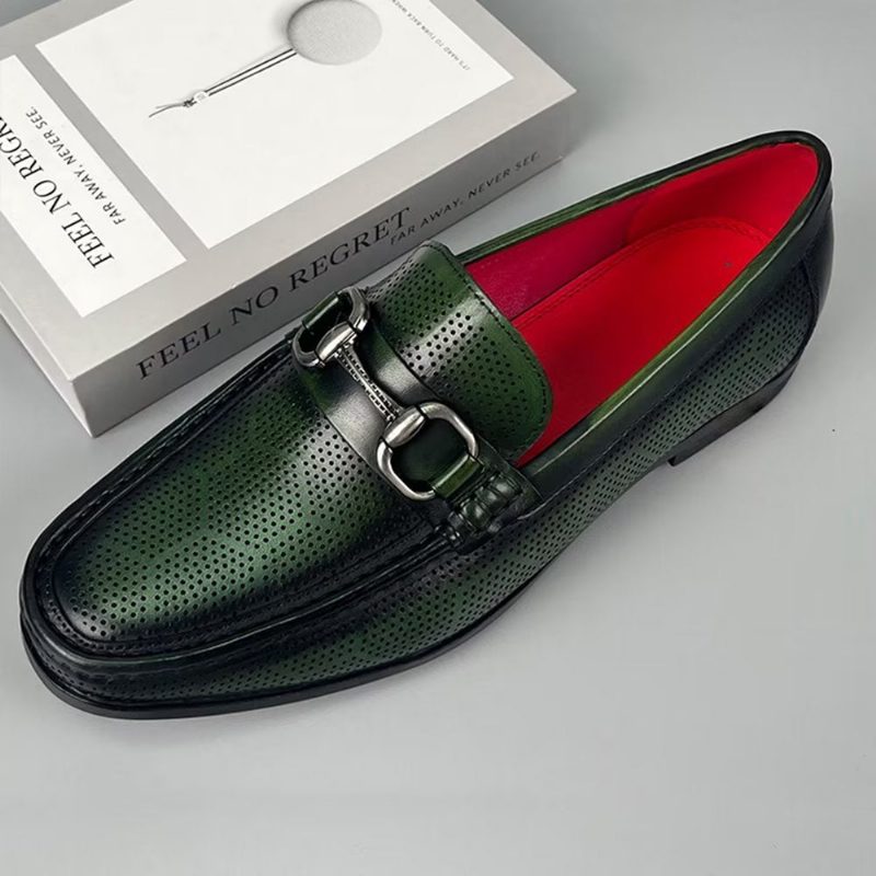 Loafers För Män Eleganta Slip On I Äkta Läder - Grön