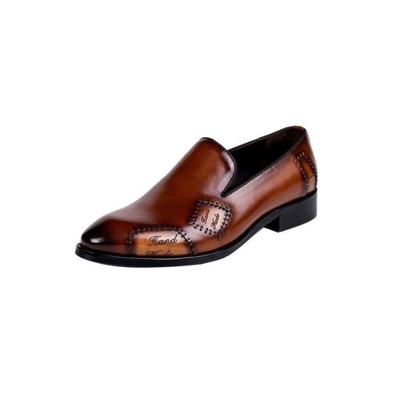 Loafers För Män Exotic Boss Leather Slip-on Brogue - Kaffe