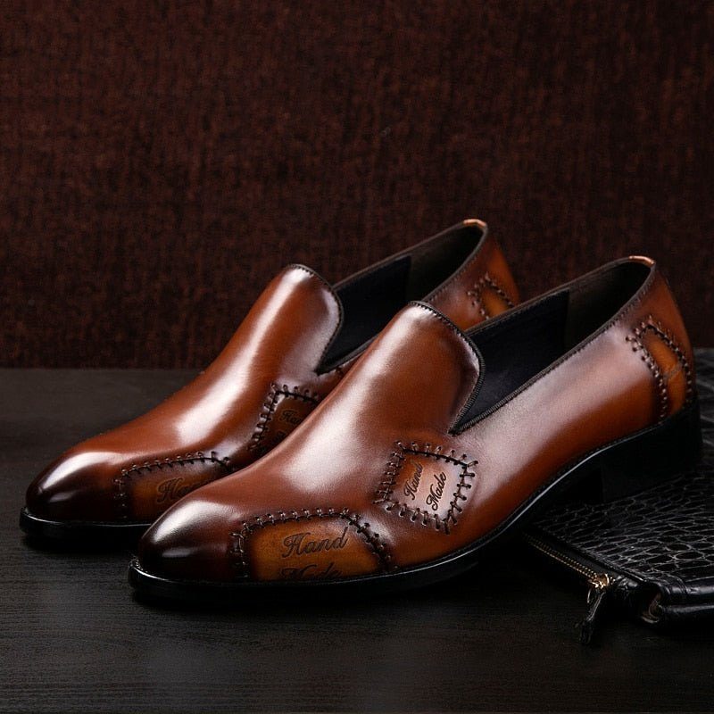 Loafers För Män Exotic Boss Leather Slip-on Brogue - Kaffe