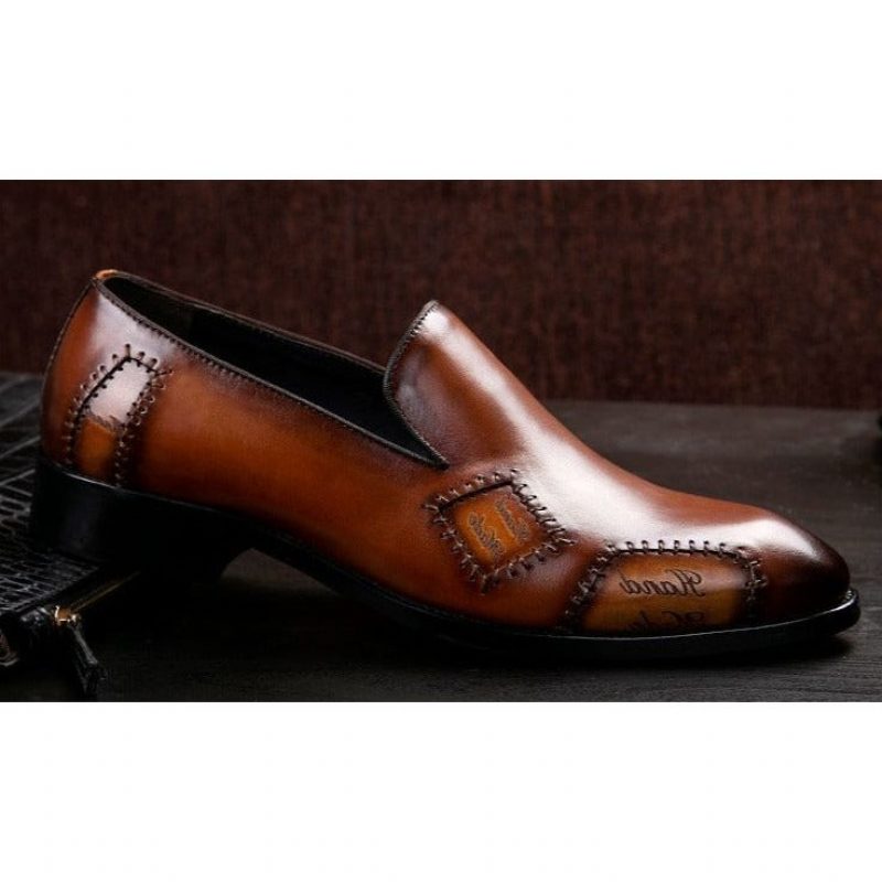 Loafers För Män Exotic Boss Leather Slip-on Brogue - Kaffe