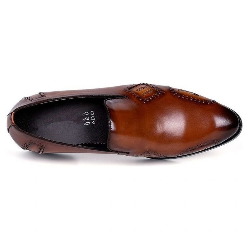 Loafers För Män Exotic Boss Leather Slip-on Brogue - Kaffe