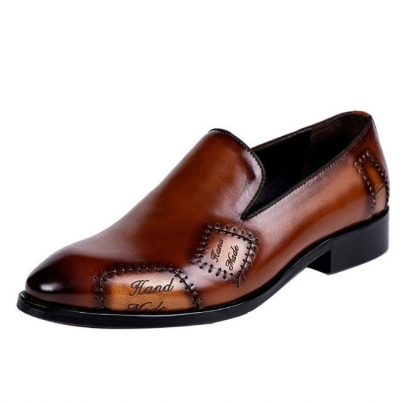 Loafers För Män Exotic Boss Leather Slip-on Brogue - Kaffe