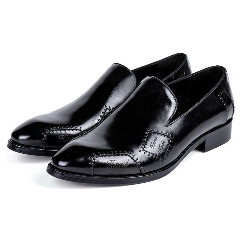 Loafers För Män Exotic Boss Leather Slip-on Brogue - Svart