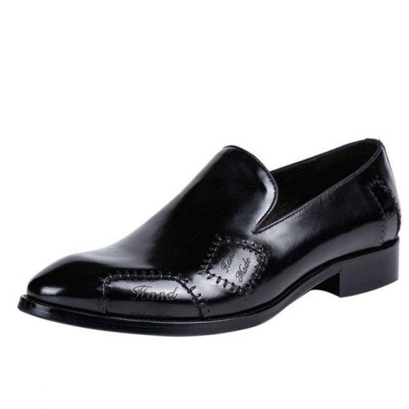 Loafers För Män Exotic Boss Leather Slip-on Brogue - Svart