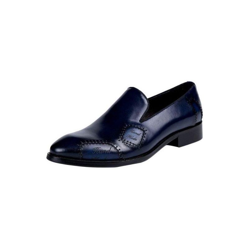 Loafers För Män Exotic Boss Leather Slip-on Brogue - Blå