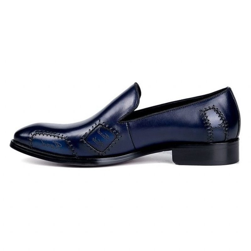 Loafers För Män Exotic Boss Leather Slip-on Brogue - Blå