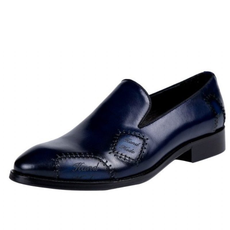 Loafers För Män Exotic Boss Leather Slip-on Brogue - Blå