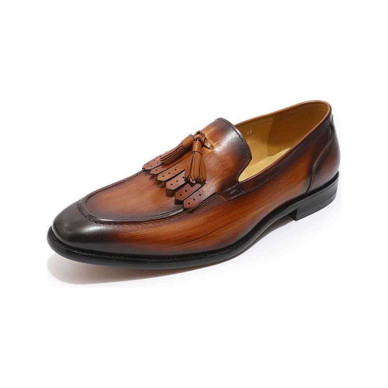 Loafers För Män Exotic Elegance Andas Slip-on I Läder - Kaffe