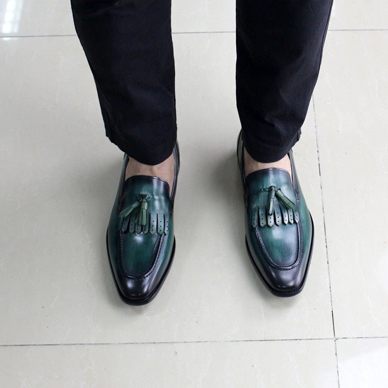 Loafers För Män Exotic Elegance Andas Slip-on I Läder - Grön