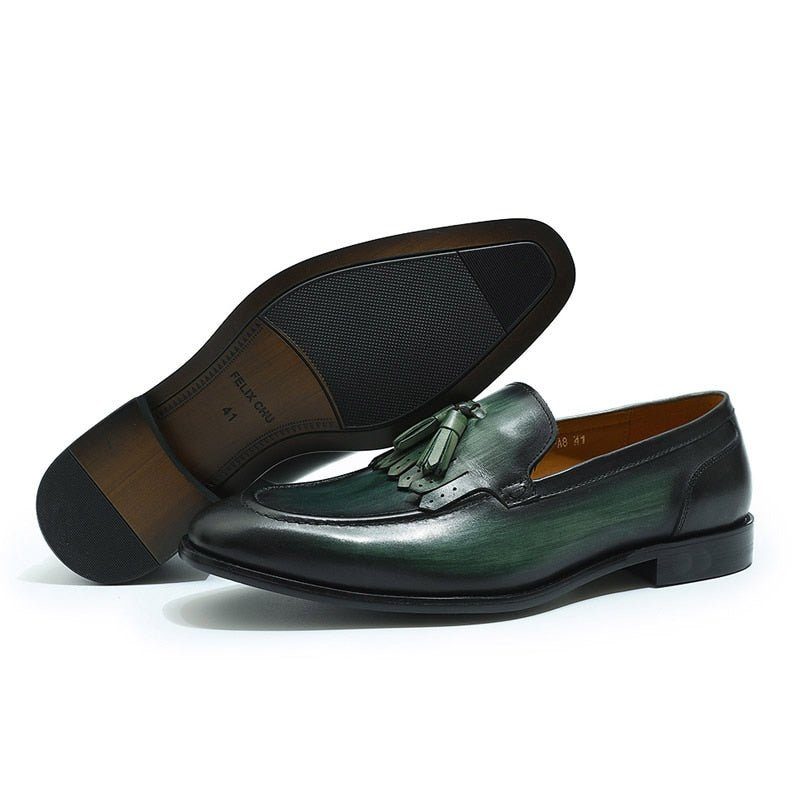 Loafers För Män Exotic Elegance Andas Slip-on I Läder - Grön