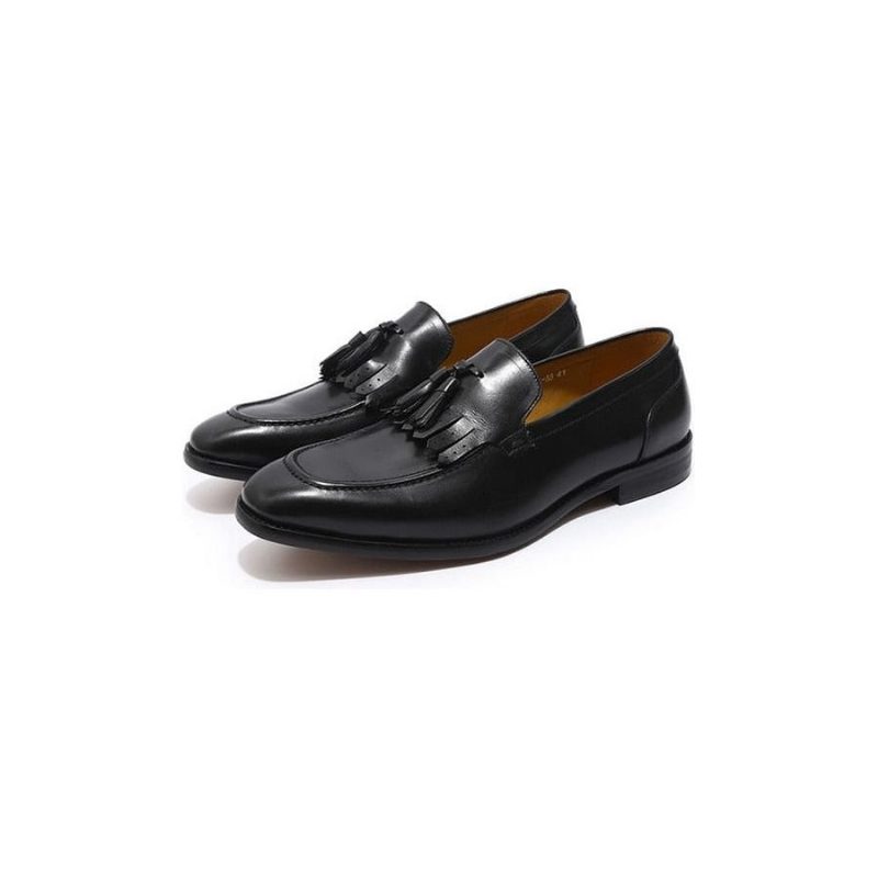 Loafers För Män Exotic Elegance Andas Slip-on I Läder - Svart