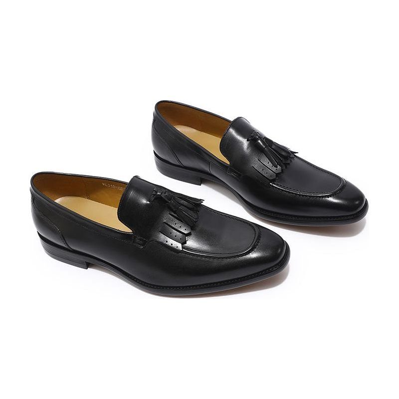 Loafers För Män Exotic Elegance Andas Slip-on I Läder - Svart