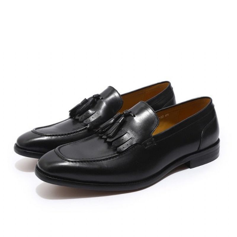 Loafers För Män Exotic Elegance Andas Slip-on I Läder - Svart