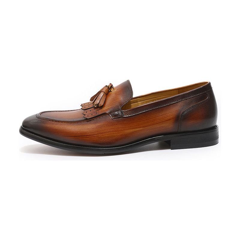 Loafers För Män Exotic Elegance Andas Slip-on I Läder - Kaffe