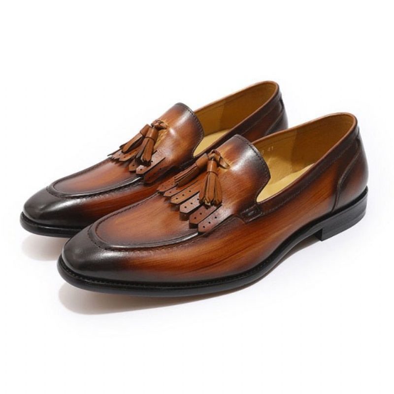 Loafers För Män Exotic Elegance Andas Slip-on I Läder - Kaffe