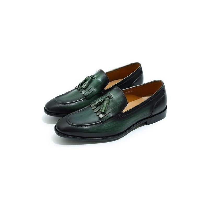 Loafers För Män Exotic Elegance Andas Slip-on I Läder - Grön