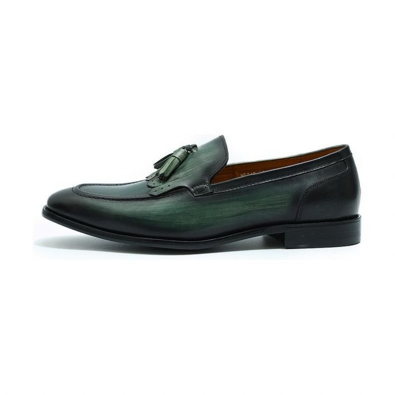 Loafers För Män Exotic Elegance Andas Slip-on I Läder - Grön