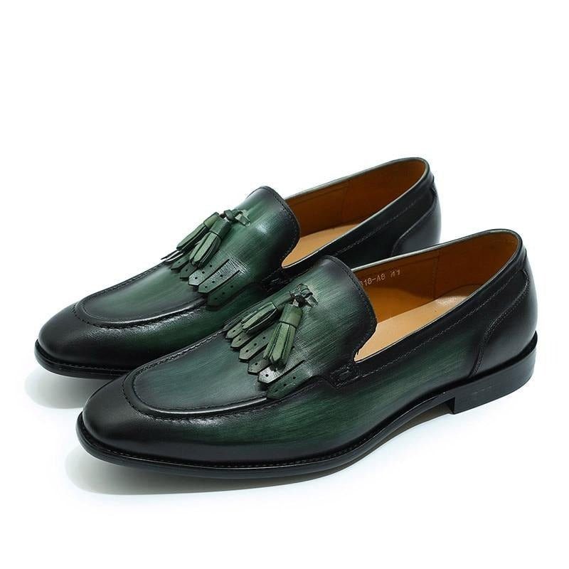 Loafers För Män Exotic Elegance Andas Slip-on I Läder - Grön