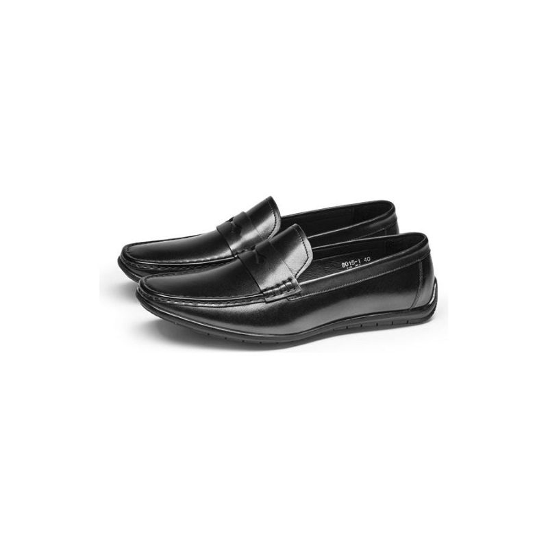 Loafers För Män Exotic Square Toe Läder Slip-on - Svart