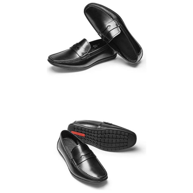 Loafers För Män Exotic Square Toe Läder Slip-on - Svart