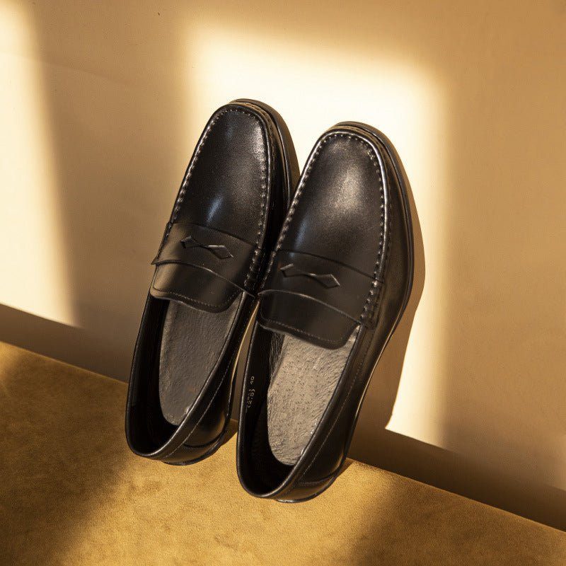 Loafers För Män Exotic Square Toe Läder Slip-on - Svart