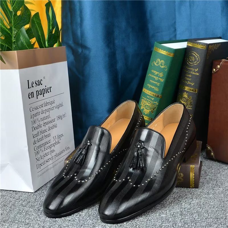 Loafers För Män Exotic Tassel - Svart