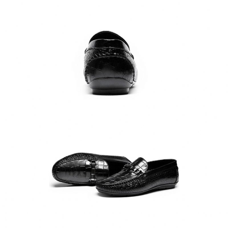 Loafers För Män Exotic Texture Slip-on - Svart