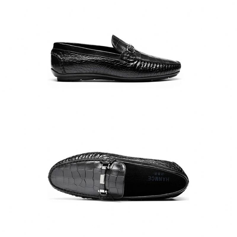 Loafers För Män Exotic Texture Slip-on - Svart