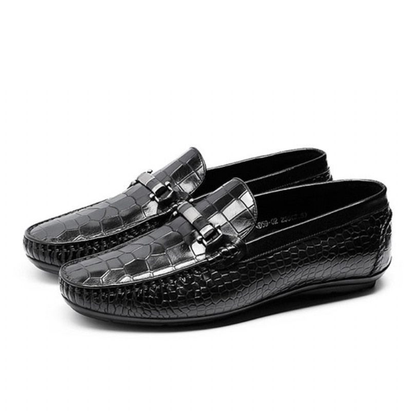 Loafers För Män Exotic Texture Slip-on - Svart