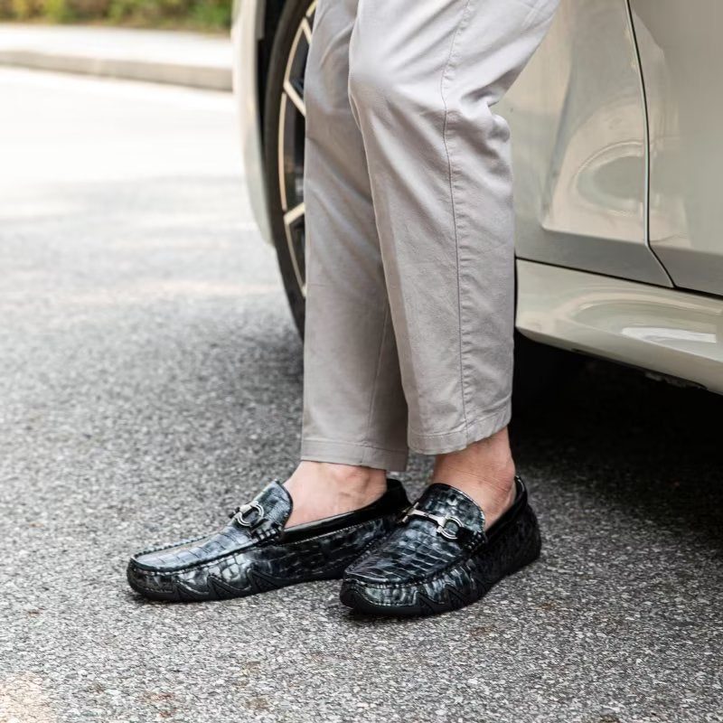 Loafers För Män Exotisk Metall Tå Slip On - Svart