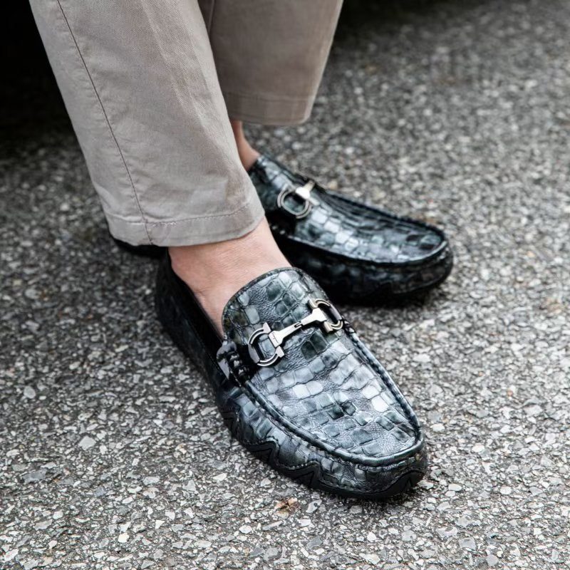 Loafers För Män Exotisk Metall Tå Slip On - Svart