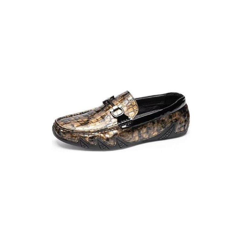 Loafers För Män Exotisk Metall Tå Slip On - Guld