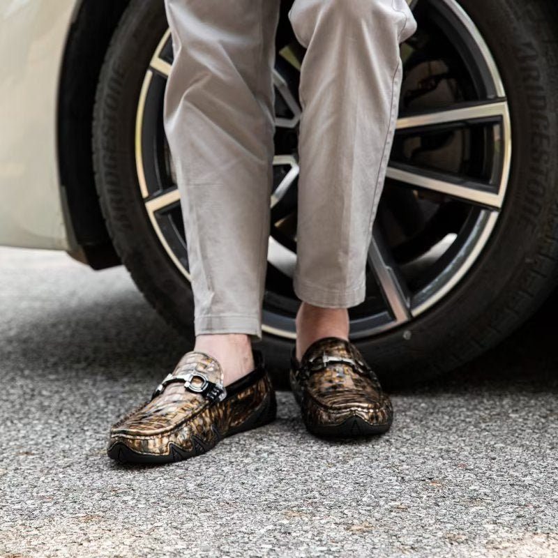 Loafers För Män Exotisk Metall Tå Slip On - Guld