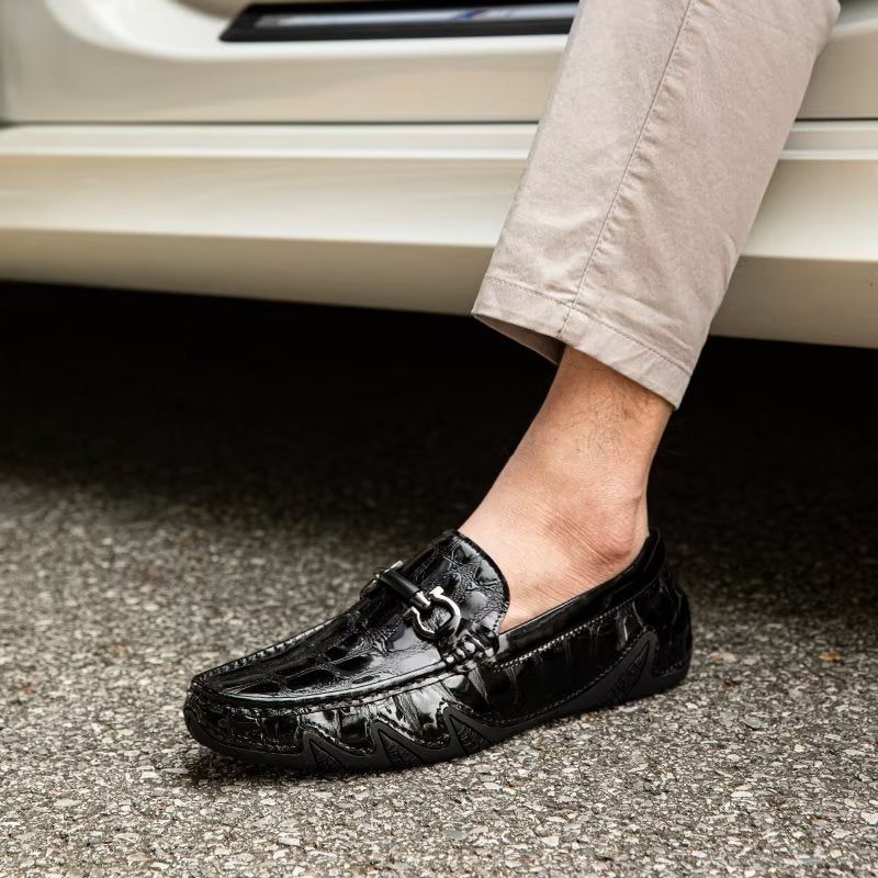 Loafers För Män Exotisk Metall Tå Slip On - Svart