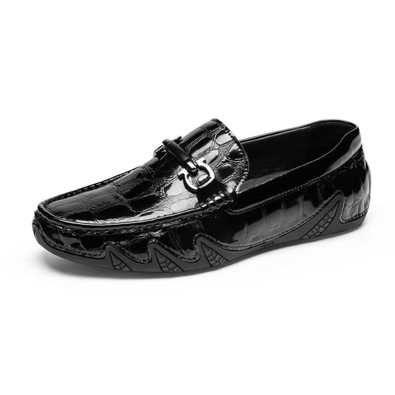 Loafers För Män Exotisk Metall Tå Slip On - Svart