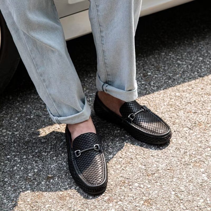 Loafers För Män Exotisk Metall Tå Slip On - Svart