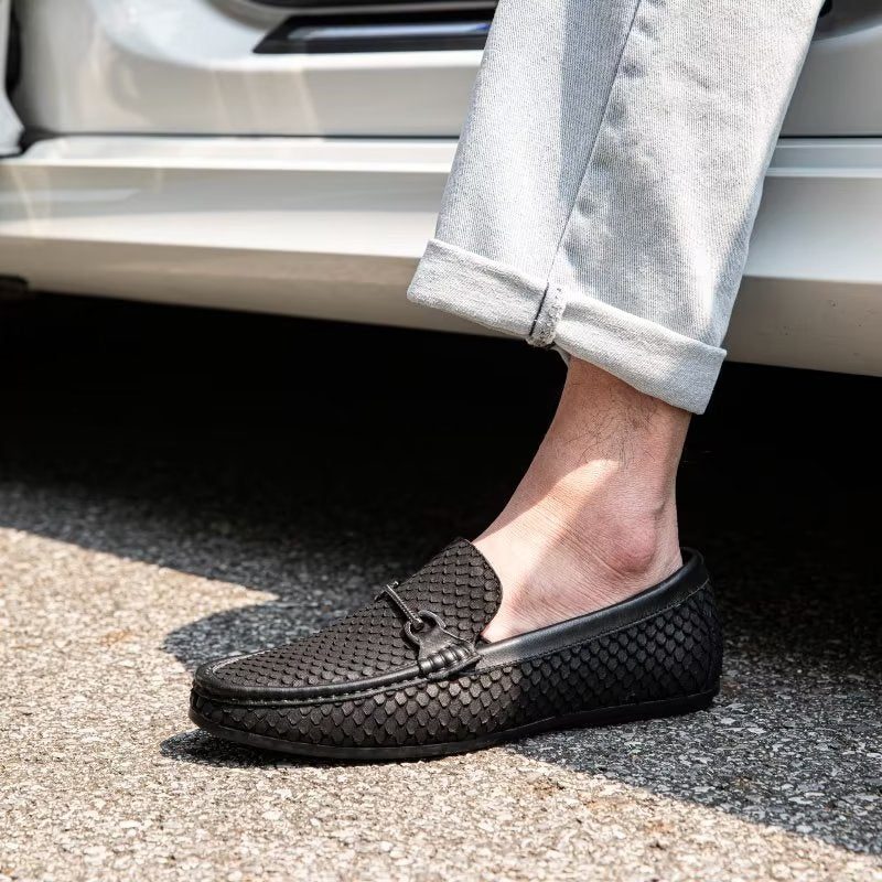 Loafers För Män Exotisk Metall Tå Slip On - Svart