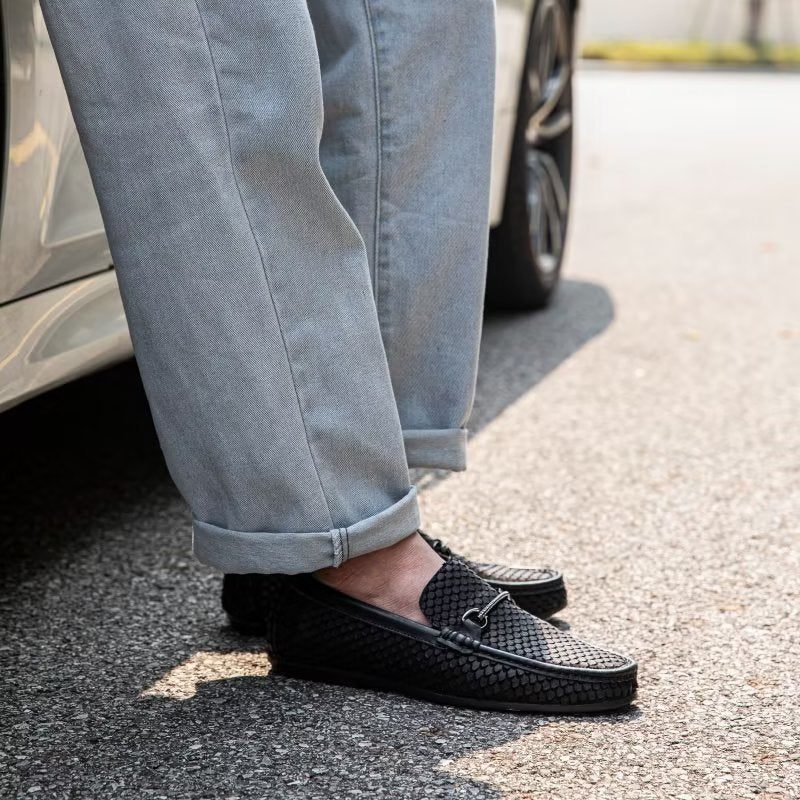 Loafers För Män Exotisk Metall Tå Slip On - Svart