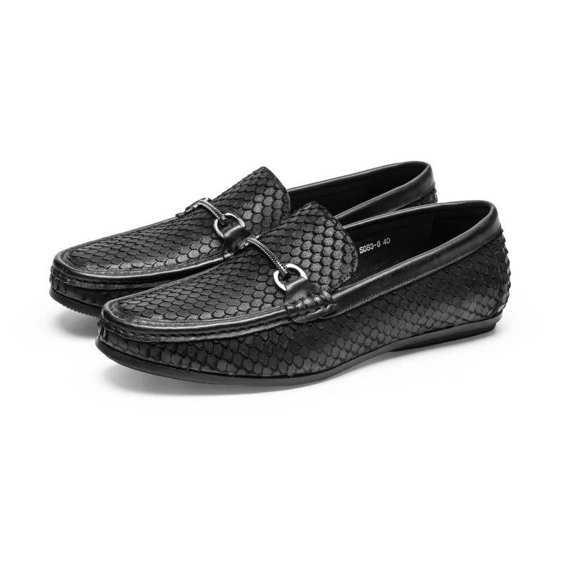 Loafers För Män Exotisk Metall Tå Slip On - Svart