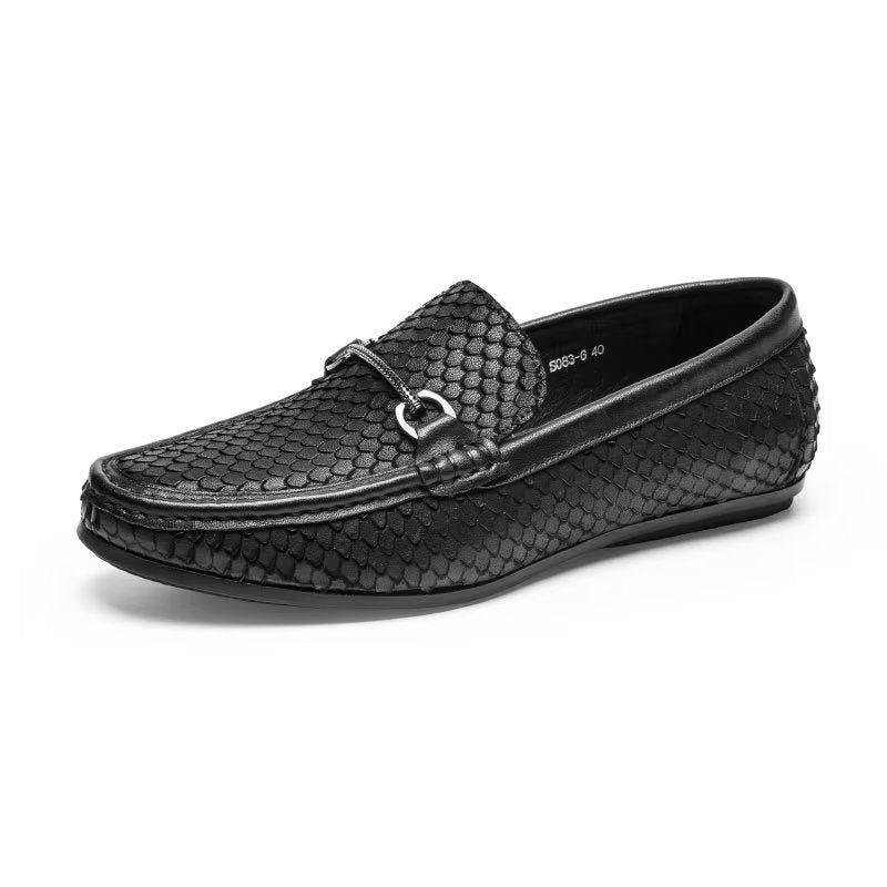 Loafers För Män Exotisk Metall Tå Slip On - Svart