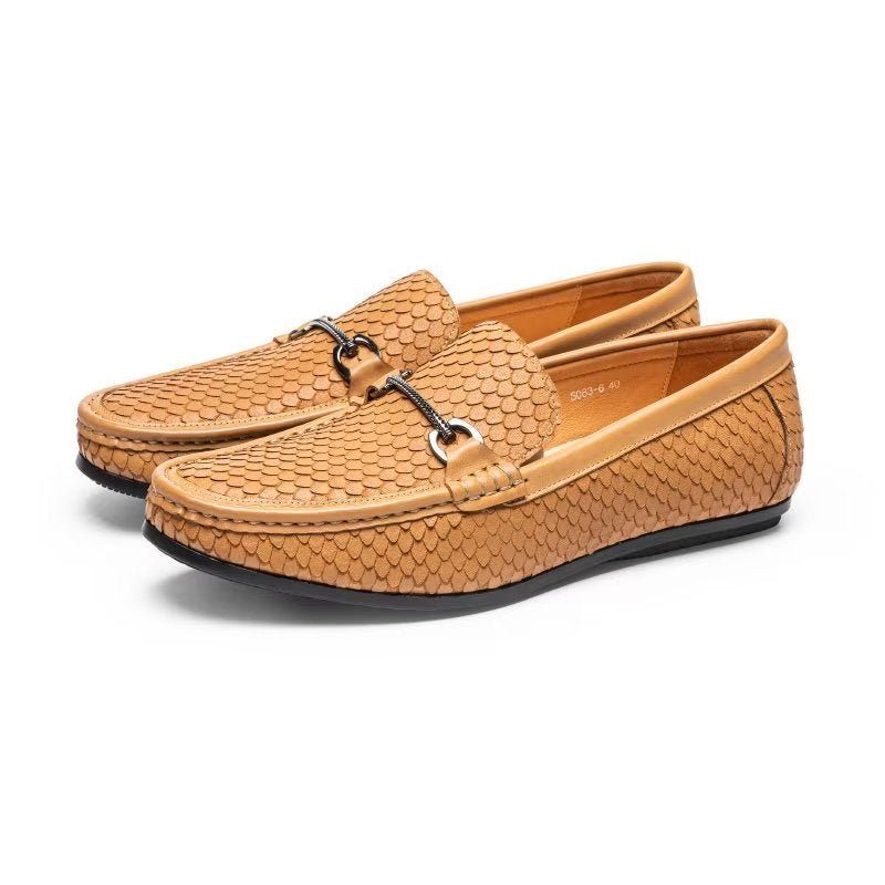 Loafers För Män Exotisk Metall Tå Slip On - Brun