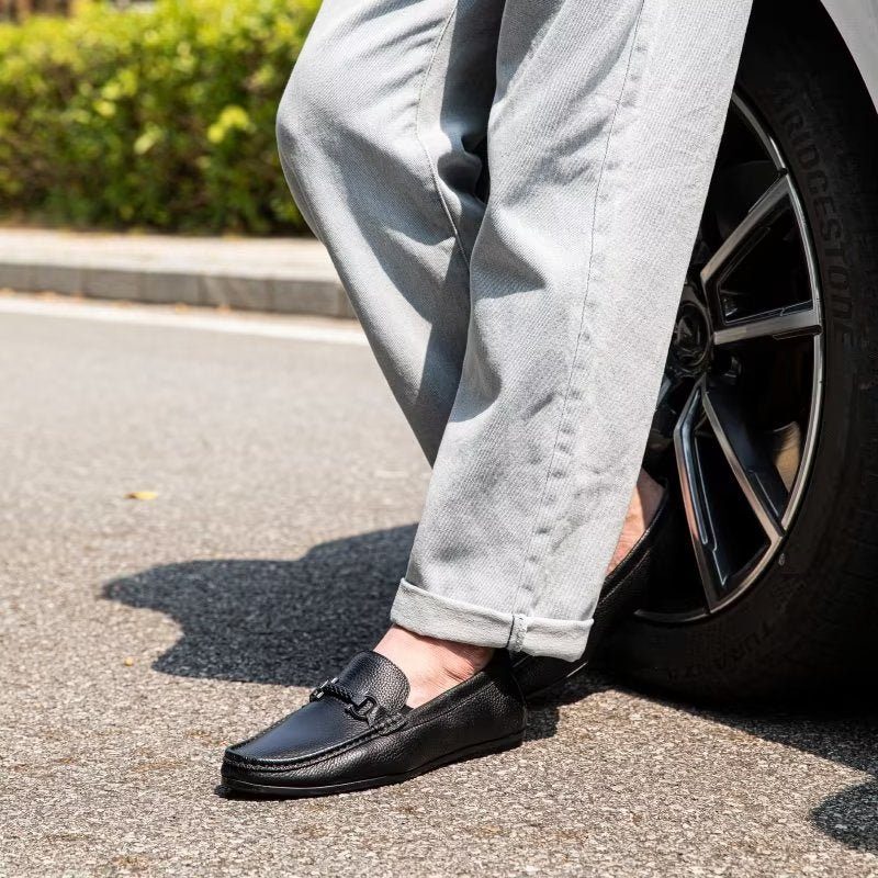 Loafers För Män Exotisk Metall Tå Slip On - Svart