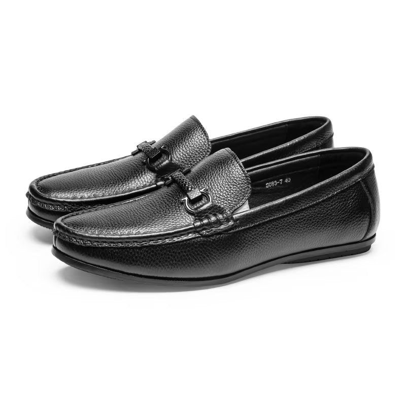 Loafers För Män Exotisk Metall Tå Slip On - Svart