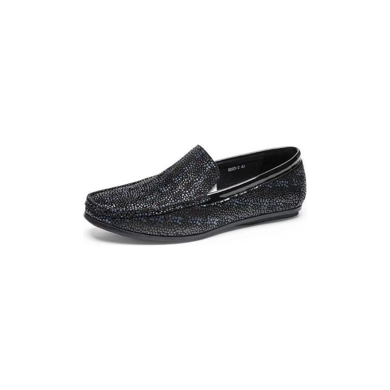 Loafers För Män Exotisk Metall Tå Slip On - Svart